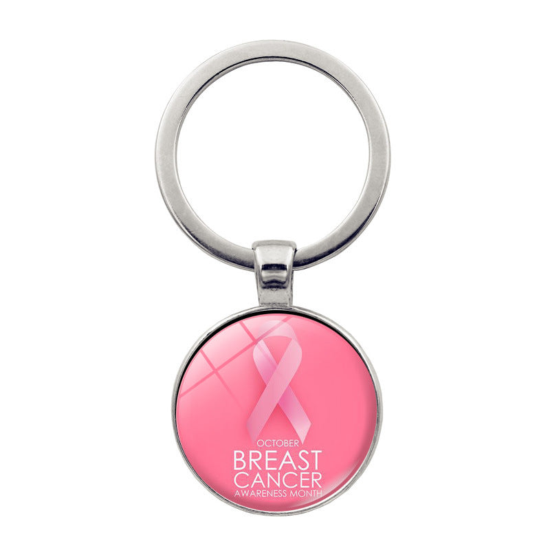 Wholesale Breast Cancer Powder Ribbon Promotion Zinc Alloy Key Chain